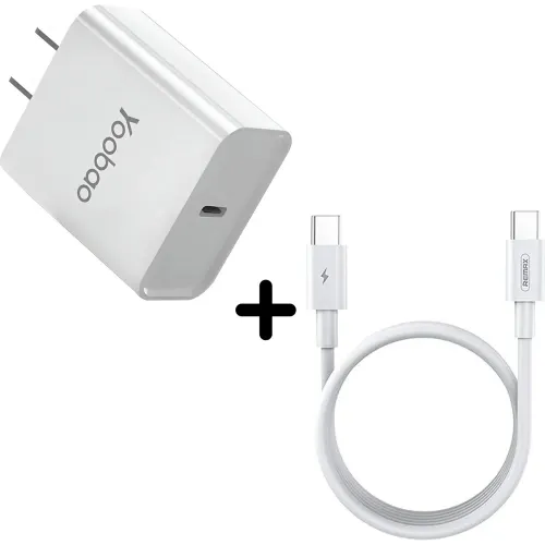 Solohour Combo Cargador 20w Type C  Yobaoo+ Cable Tipo C Remax 183c 2m