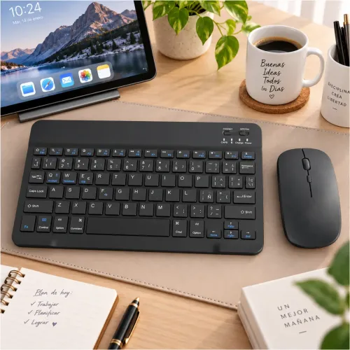 GENERICO Teclado Inalámbrico Bluetooth Con Mouse Negro