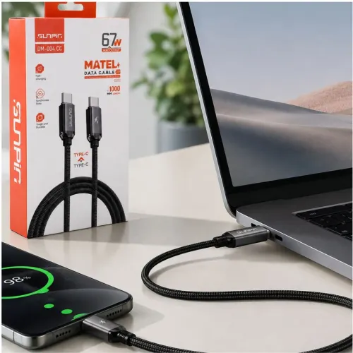 GENERICO Cable Trenzado 1 Metro Usb-C A Usb-C Sunpin Carga Rápida 67w