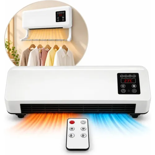 GENERICO Calefactor De Pared 2 En 1 Frío/Calor 1500w Con Control Remoto Y Secador De Ropa