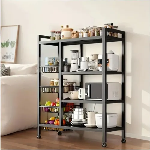 GENERICO Estante Organizador De Cocina Multiusos De Metal Con Ruedas 128x90x32cm