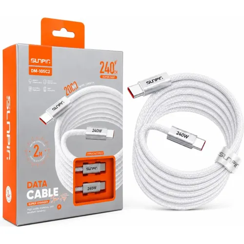 GENERICO Cable Trenzado 2 Metros Usb-C A Usb-C Sunpin Carga Rápida 240w