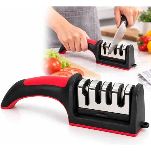 GENERICO Afilador Manual De Cuchillos 4 Etapas Con Mango Antideslizante