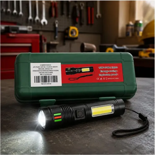 GENERICO Linterna Led Recargable Multifunción Potente 15w Luz Frontal Y Lateral Enfoque Ajustable