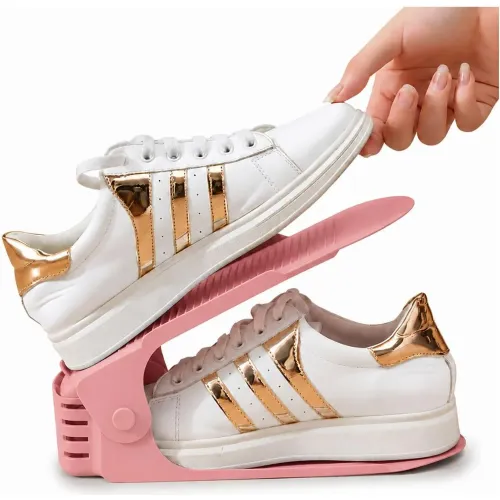 GENERICO Pack X10 Organizadores De Zapatos Rosado Altura Ajustable Plegable
