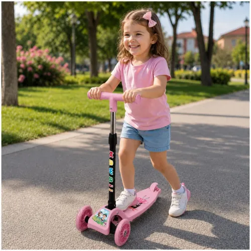 GENERICO Scooter Infantil 3 Ruedas Plegable Ajustable Para Niñas Y Niños Con Luces Led Rosado