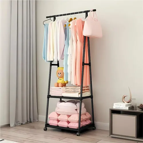 GENERICO Colgador Perchero De Metal Organizador De Ropa Triangular Con Ruedas