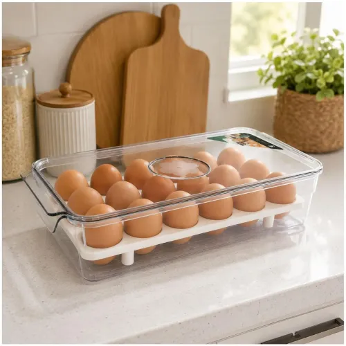 GENERICO Organizador De Huevos Transparente Apilable Para Refrigerador Acrílico Con Tapa