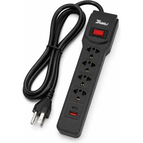GENERICO Supresor De Picos Extensión Eléctrica De 1 Metro 7 En 1 Tomacorrientes Usb Tipo C