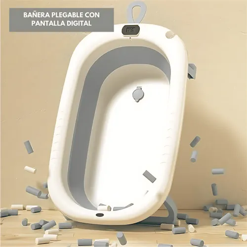 GENERICO Bañera Infantil Plegable Termómetro Plegable Portátil Inteligente