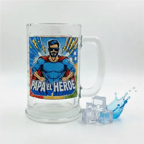 GENERICO Vaso Shop De Vidrio Con Asa 400 Ml Día Del Padre - Papá Héroe