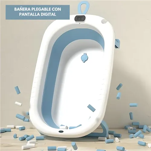 GENERICO Bañera Infantil Plegable Termómetro Plegable Portátil Inteligente