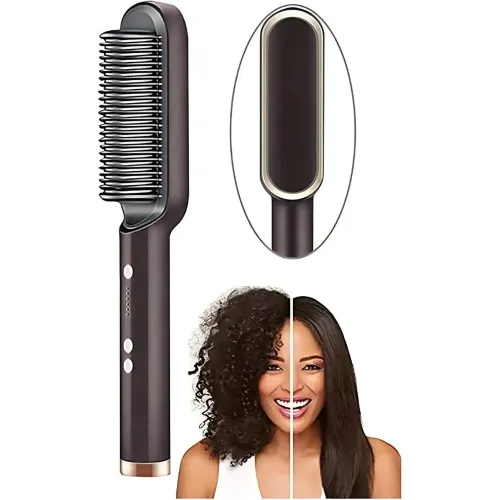 GENERICO Cepillo Alisador Laceador Peine Secador De Cabello Eléctrico 2 En 1 - 200°c