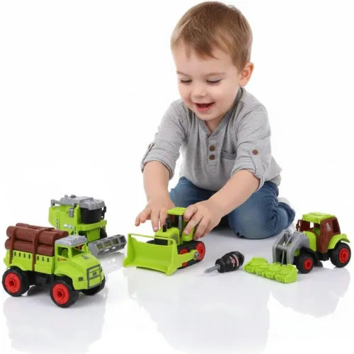 GENERICO Set X4 Vehículos De Agricultura Juguete Didáctico Desarmable + Desarmador