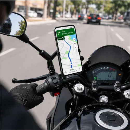 GENERICO Soporte Celular De Aluminio Para Moto Con Cargador Carga Rápida Usb