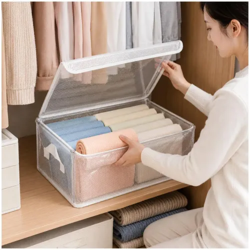 GENERICO Pack X2 Cajas Organizadoras De Ropa Multiusos Plegable Transparente Con Tapa