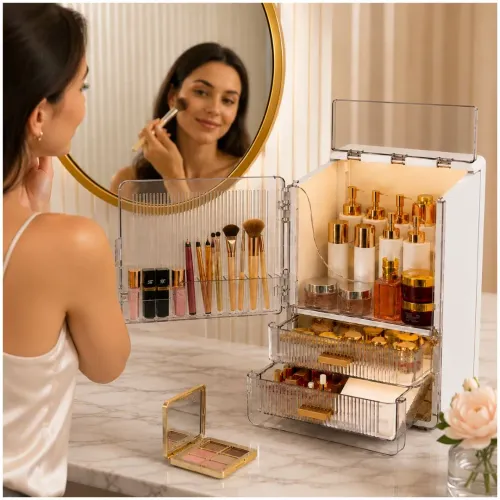 GENERICO Organizador De Maquillaje Y Cosméticos De Acrílico Gran Capacidad 2 Cajones