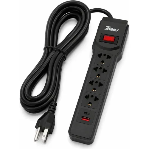 GENERICO Supresor De Picos Extensión Eléctrica De 3 Metros 7 En 1 Tomacorrientes Usb Tipo C
