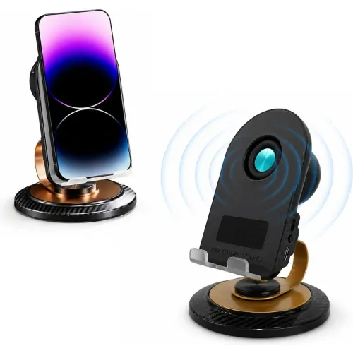 GENERICO Soporte Para Celular 360° Con Parlante Integrado Conectividad Inducción Bluetooth 5.3