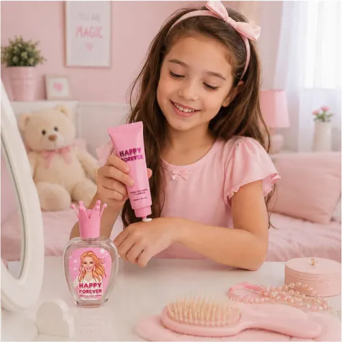 GENERICO Set Perfume Niñas Happy Forever Y Crema De Manos Corporal 50ml Diseño Princesa