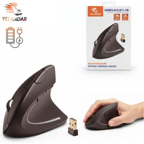 GENERICO Mouse Vertical Ergonómico D5 Inalámbrico Recargable Conectividad Usb 3.0 Dpi 3600