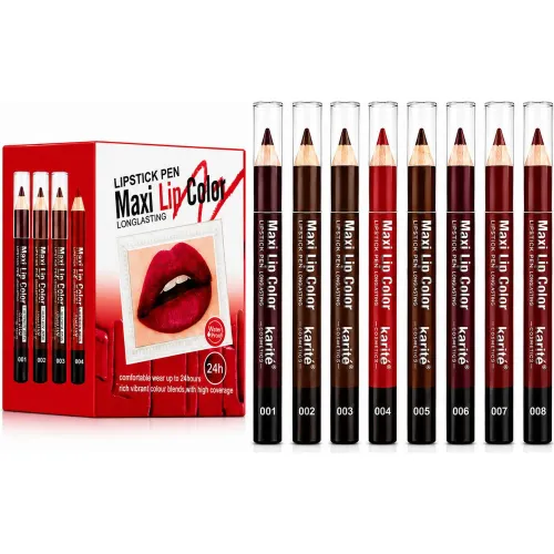 GENERICO Pack X8 Tonos Lápiz Labial Maxi Lip Color Karité Cosmetics Larga Duración 24hr