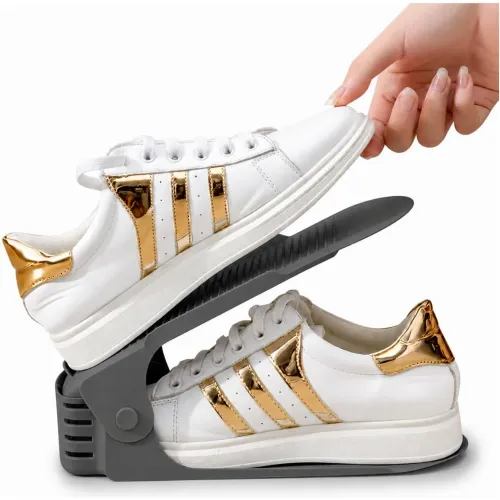 GENERICO Pack X10 Organizadores De Zapatos Gris Altura Ajustable Plegable