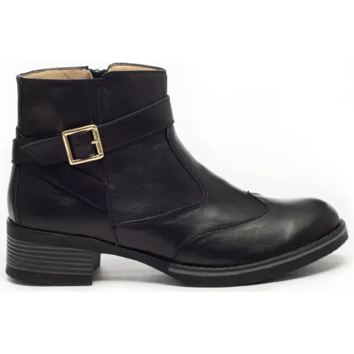 WALKING Botín De Cuero Walking Mujer Kb-004 – Negro