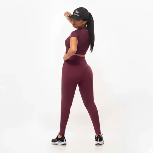 WALKING Conjunto Deportivo Mujer Activewear Vino Manga Corta Walking Yjt8008d