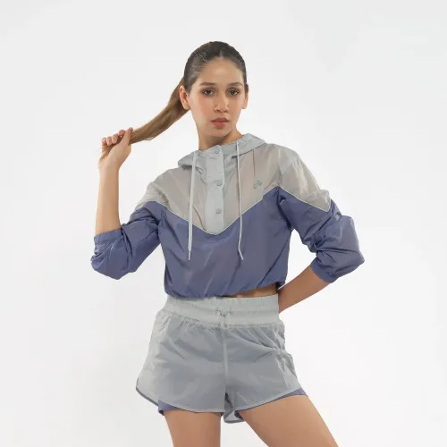 WALKING Casaca Y Short Deportivo Morado / Gris Mujer Walking Mfs24321