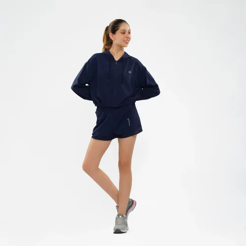 WALKING Casaca Y Short Deportivo Mujer Azul Marino Walking Mfs24281