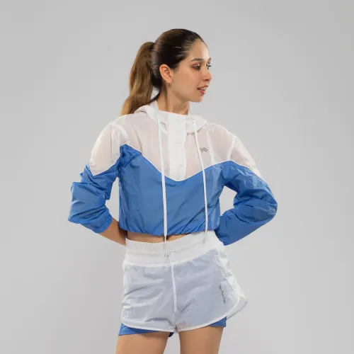 WALKING Casaca Y Short Deportivo Mujer Azul / Blanco Walking Mfs24321