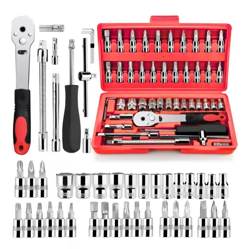 PENTHA Kit Herramientas 46 Piezas Multiusos Dados Puntas Acero Carbono
