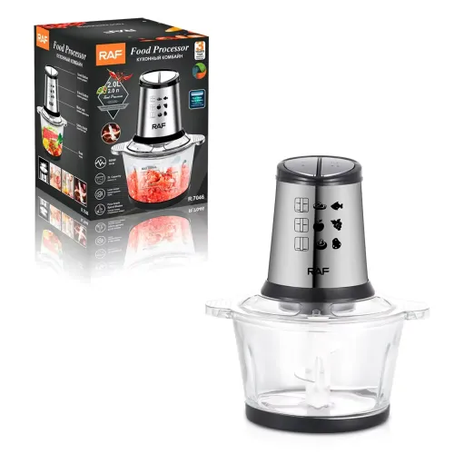 RAF Procesador Y Triturador De Alimentos 2l 800w, Envase De Vidrio - R.7046
