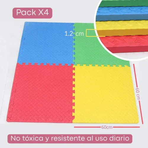 PENTHA Piso De Goma Para Bebé 60 X 60cm Pack Por 4 Unid