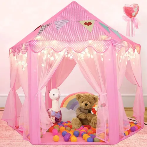 PENTHA Castillo Armable Para Niñas, Carpa Armable Rosado Para Niñas