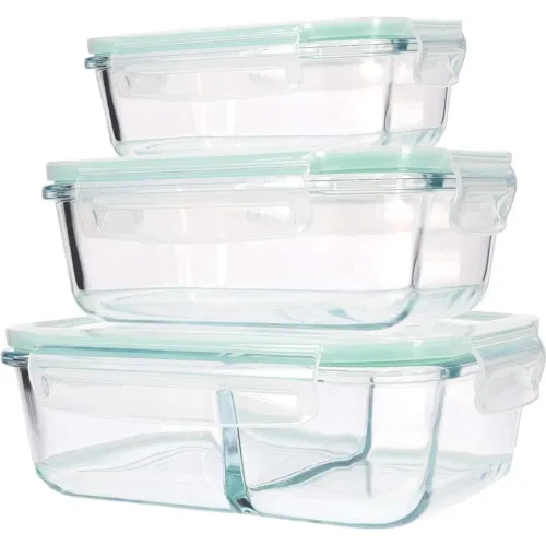 PENTHA Taper De Vidrio Hermético Rectangular, Set De 3 Unidades