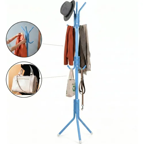 PENTHA Perchero Organizador De Pie Para Ropa, Sombrero Y Carteras Celeste