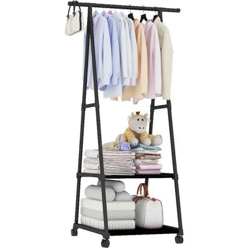 PENTHA Organizador Colgador De Ropa Armable Perchero Movible Negro