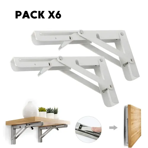 PENTHA Repisa, Soporte, Ángulo Plegable Push 30cm Pack X6