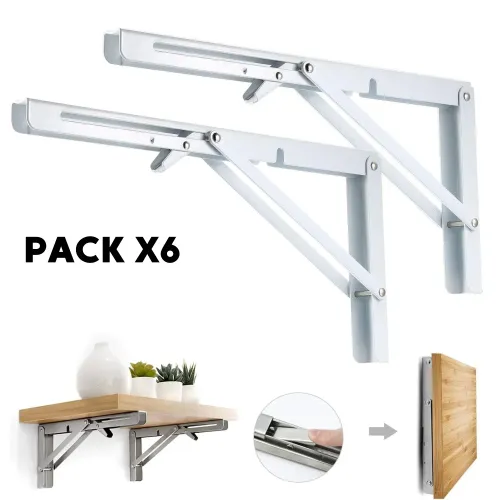 PENTHA Repisa, Soporte, Ángulo Plegable Push 40cm Pack X6