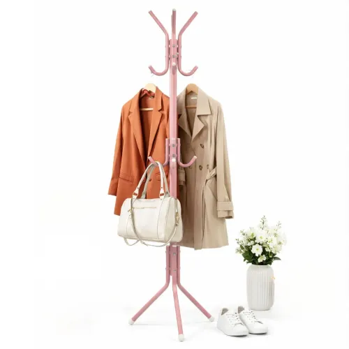 PENTHA Perchero Organizador De Pie Para Ropa, Sombrero Y Carteras Rosa