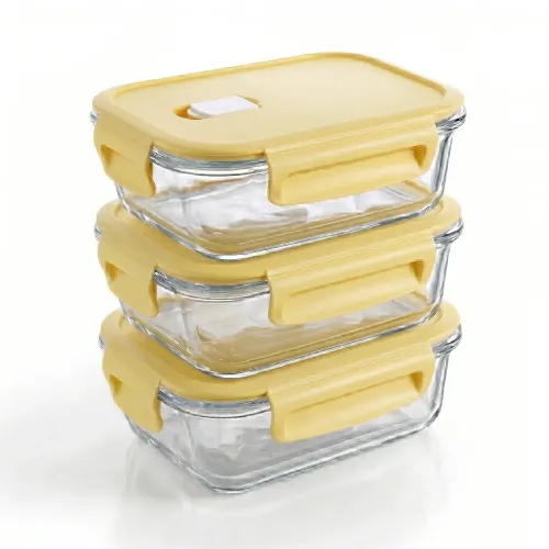 PENTHA Taper De Vidrio Hermético Rectangular 410ml - 3 Und Vainilla
