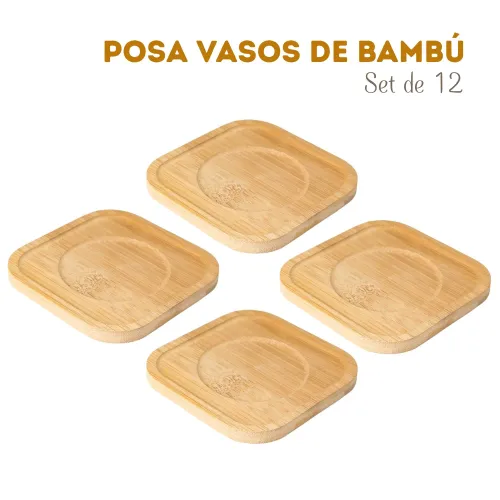 PENTHA Posa Vasos Porta Vasos De Bambú 12 Unidades