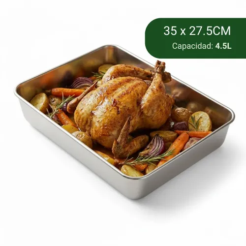 PENTHA Bandeja De Acero Inoxidable Para Horno (4.5l) 35 X 27.5 X 5.8 Cm