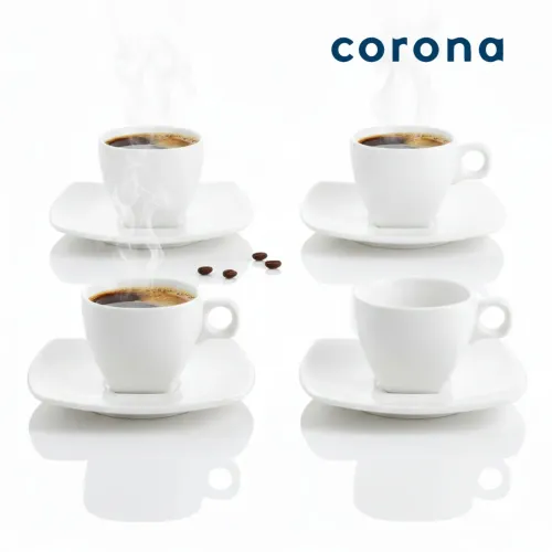 CORONA Set Taza Para Café Espresso Más Plato Corona 100ml - 8pzs Actualite