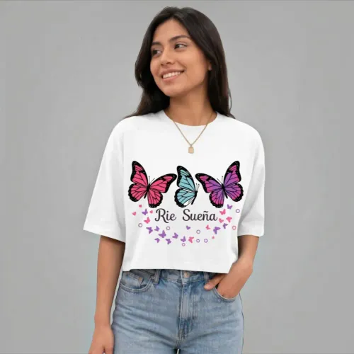 ANGELS Polo Crop Mujer Katritata Mariposa