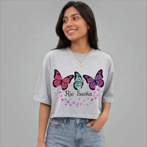 ANGELS Polo Crop Mujer Katritata Mariposa