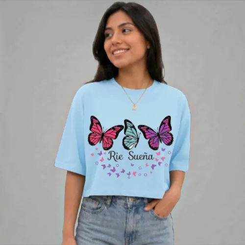 ANGELS Polo Crop Mujer Katritata Mariposa