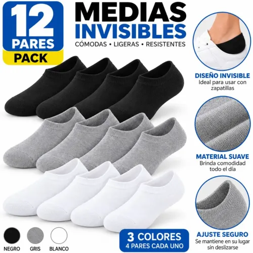 GENERICO Pack X12 Pares De Medias Taloneras Unisex Transpirables Talla 40-43